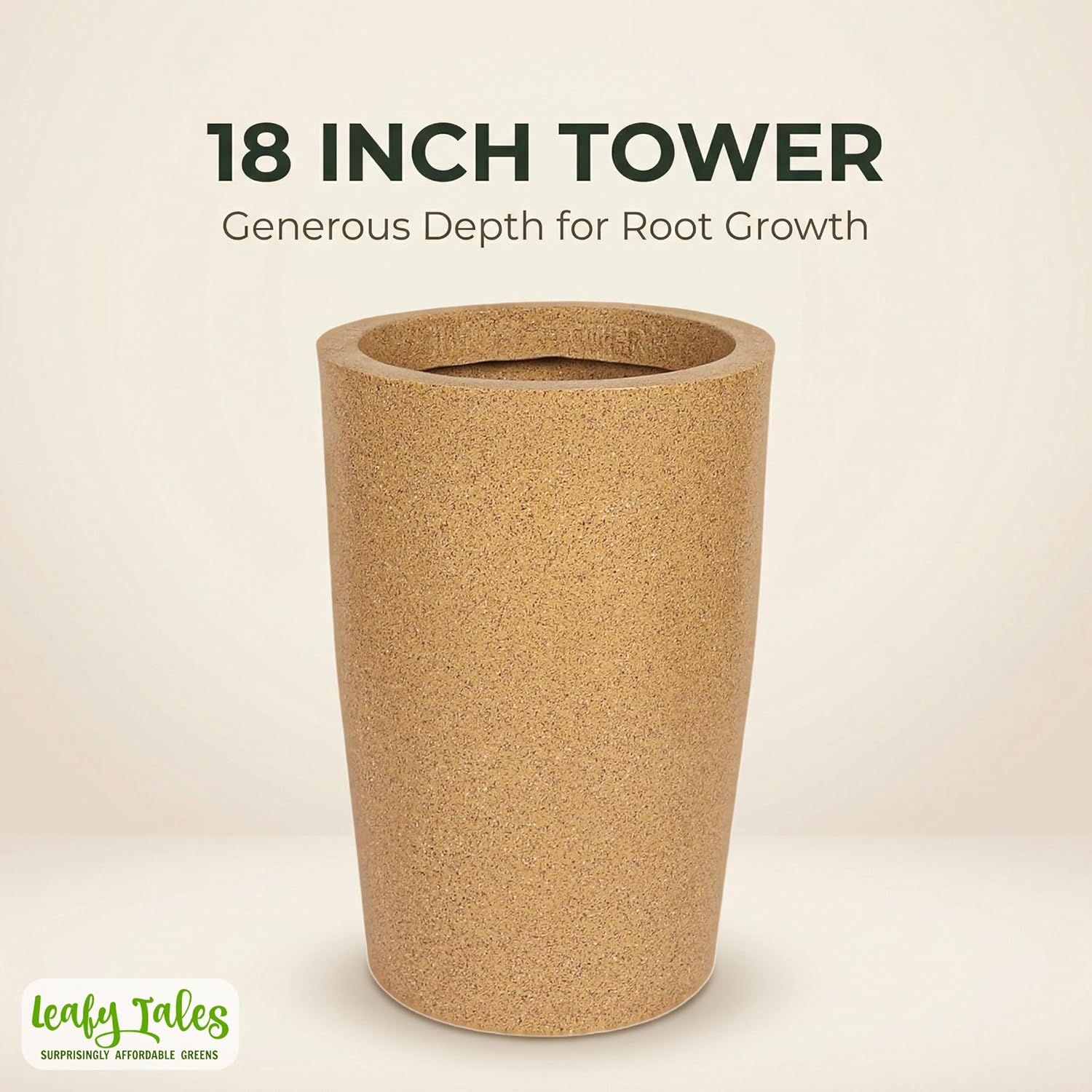 Leafy Tales Modern Round Tower Planter for Home Décor 18 INCH, Highly Durable,Lightweight Indoor Outdoor Planter, Flower Pot Gamla, Pot for Balcony Garden, Vegetables, Flowers & Greenery