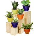 Leafy Tales Urn Ceramic Pot, Multicolour, 3 Inch, 3 Pots, Urn Set 3 (Urn Set 3)