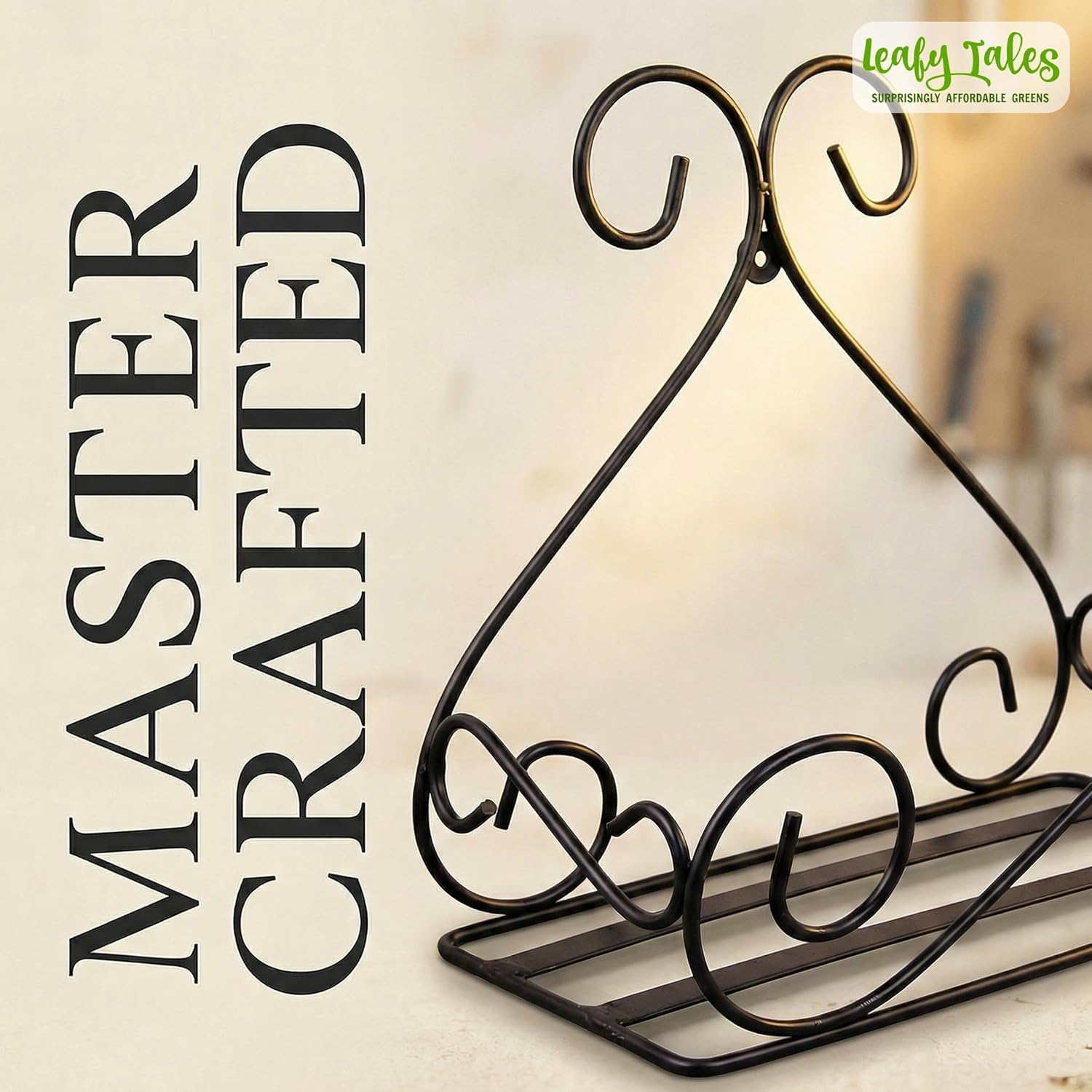 Leafy Tales Wall Mounted Metal Plant Stand Set of 4- Elegant Iron Flower Pot Holder for Indoor & Outdoor Walls | Decorative Rust-Proof Hanging Gamla Stand for Balcony, Living Room & Garden