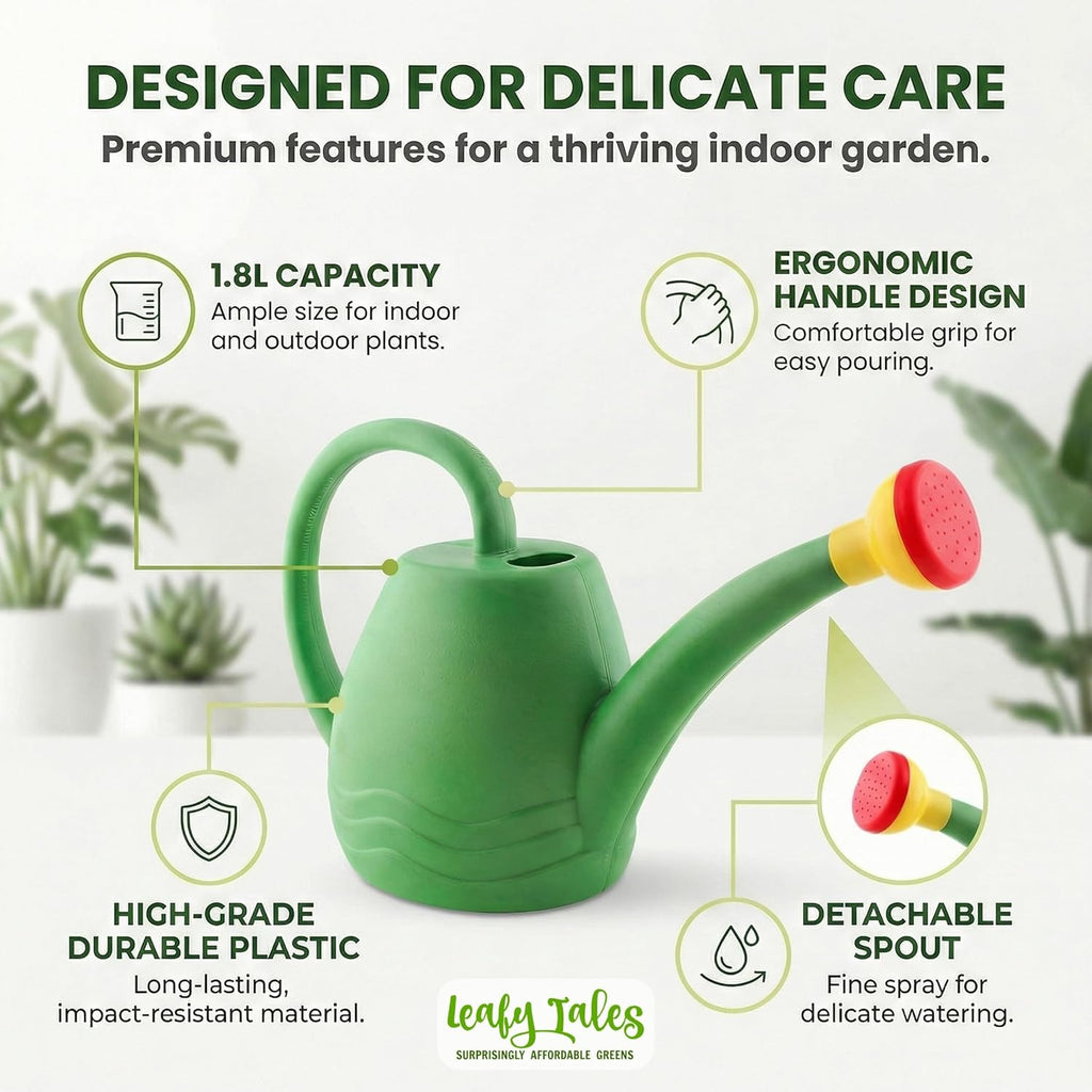 Leafy Tales Garden Watering Can (1.8 L, Green)
