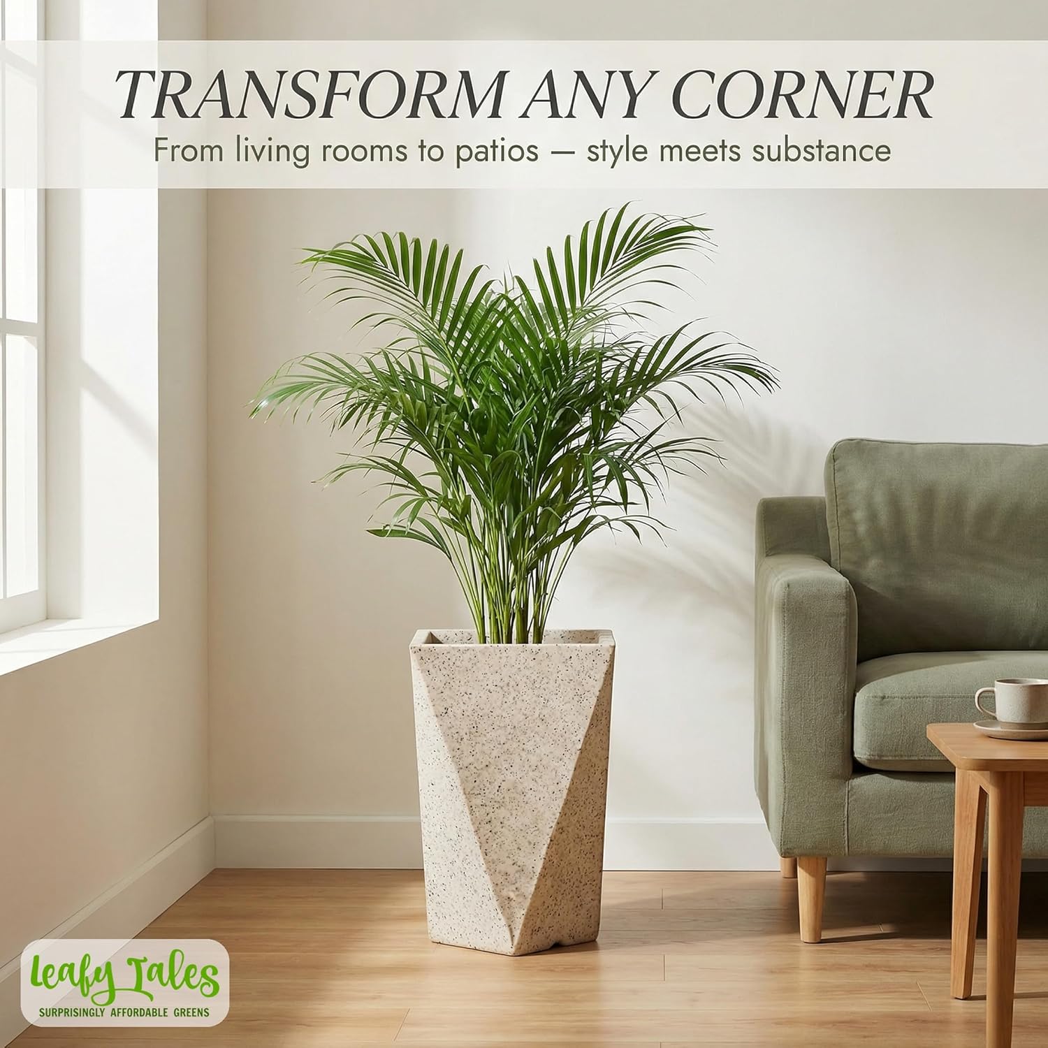 Leafy Tales Modern Diamond Tower Planter for Home Décor 12 INCH, Highly Durable,Lightweight Indoor Outdoor Planter, Flower Pot Gamla