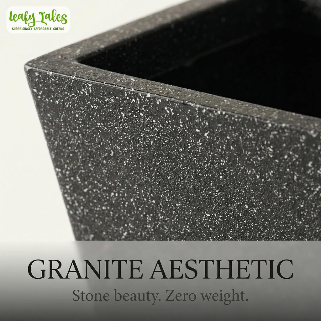 Leafy Tales Modern Square Planter for Home Decor 10 INCH, Highly Durable,Lightweight Indoor Outdoor Planter, Flower Pot Gamla,Tree Planter, Pot for Balcony Garden, Vegetables, Flowers & Greenery