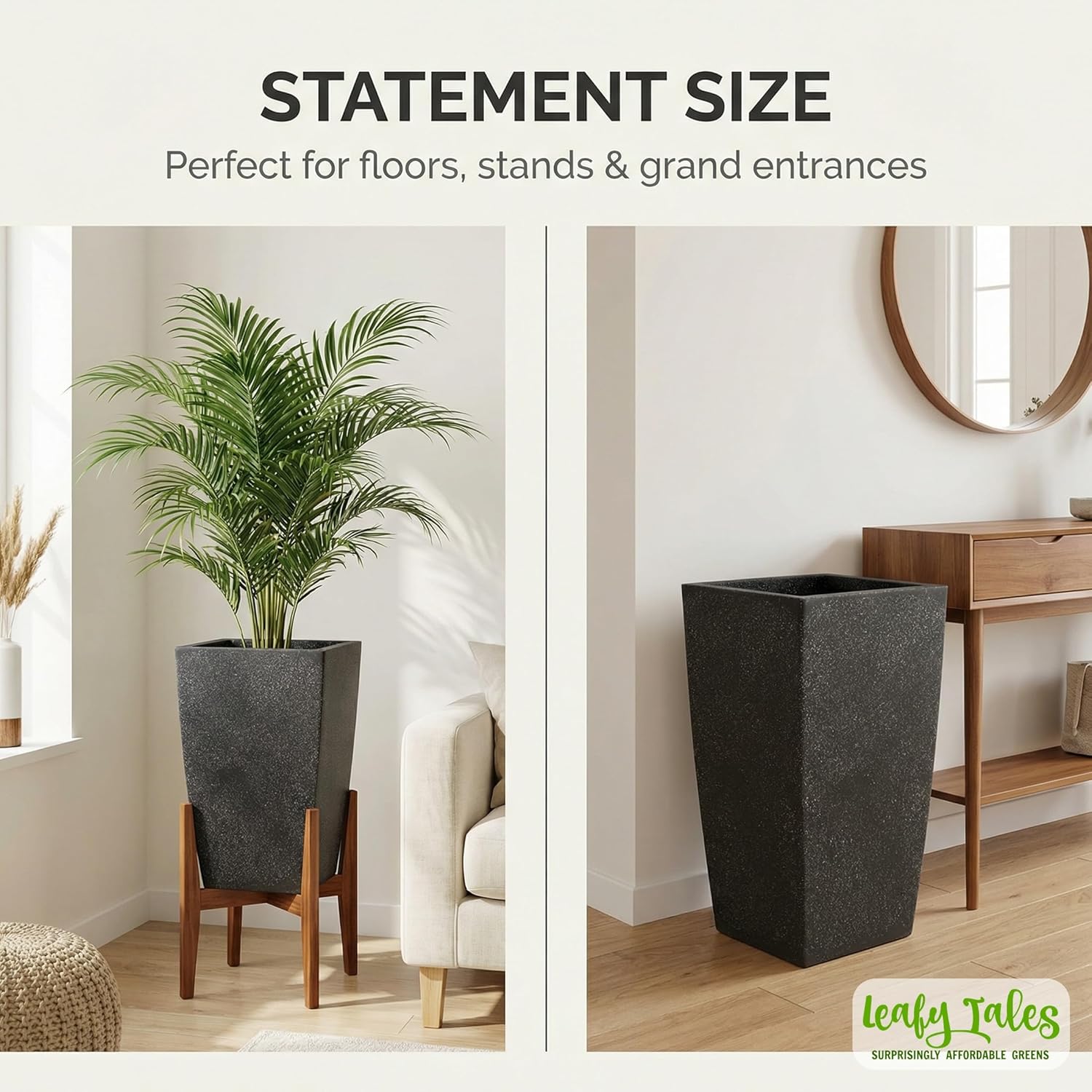 Leafy Tales Modern Roto Square Tower Planter for Home Décor 18 INCH, Highly Durable,Lightweight Indoor Outdoor Planter, Flower Pot Gamla