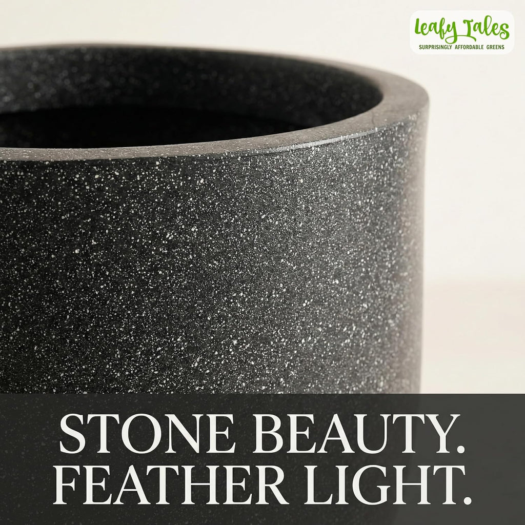Leafy Tales Modern Round Planter for Home Décor 16 INCH, Highly Durable,Lightweight Indoor Outdoor Planter, Flower Pot Gamla,Tree Planter, Pot for Balcony Garden, Vegetables, Flowers & Greenery