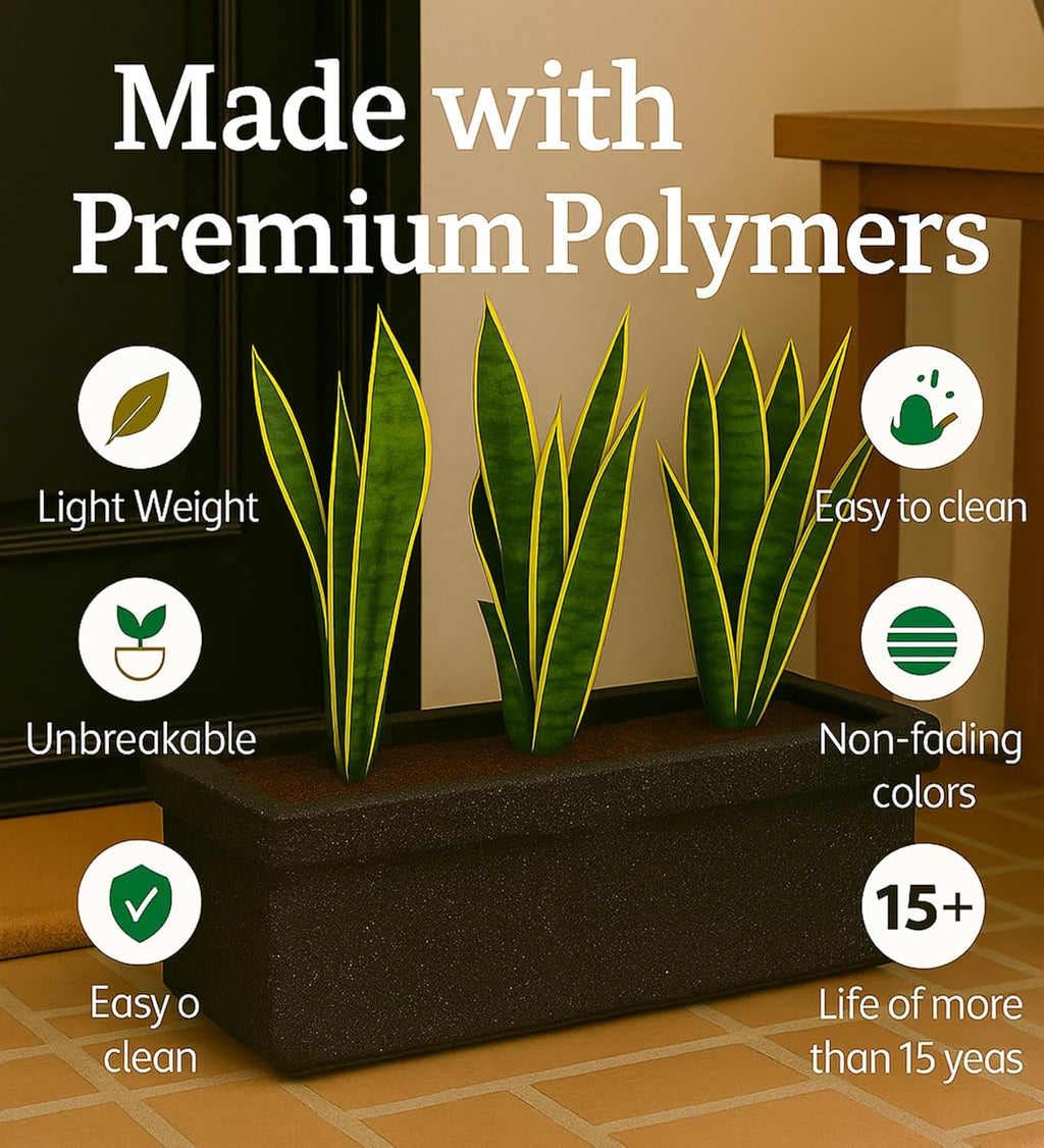 Leafy Tales Modern Rectangular Planter for Home Décor 21 INCH, Highly Durable,Lightweight Indoor Outdoor Planter, Flower Pot Gamla,Tree Planter, Pot for Balcony Garden, Vegetables, Flowers & Greenery