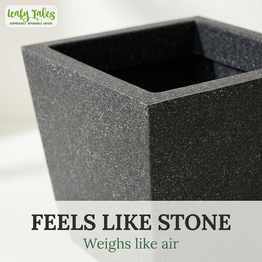 Leafy Tales Modern Square Planter for Home Decor 12 INCH, Highly Durable,Lightweight Indoor Outdoor Planter, Flower Pot Gamla,Tree Planter, Pot for Balcony Garden, Vegetables, Flowers & Greenery