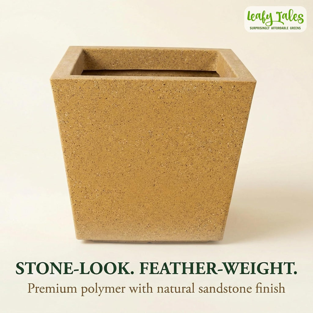 Leafy Tales Modern Square Planter for Home Decor 17 INCH, Highly Durable,Lightweight Indoor Outdoor Planter, Flower Pot Gamla,Tree Planter, Pot for Balcony Garden, Vegetables, Flowers & Greenery