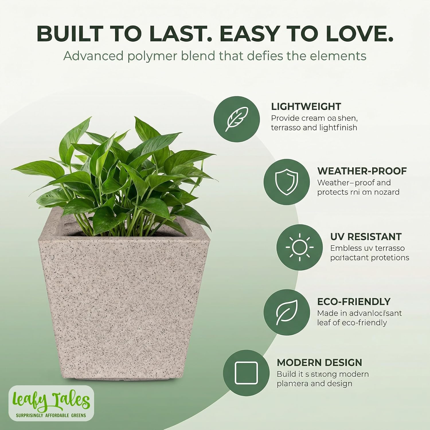 Leafy Tales Modern Square Planter for Home Decor 17 INCH, Highly Durable,Lightweight Indoor Outdoor Planter, Flower Pot Gamla,Tree Planter, Pot for Balcony Garden, Vegetables, Flowers & Greenery