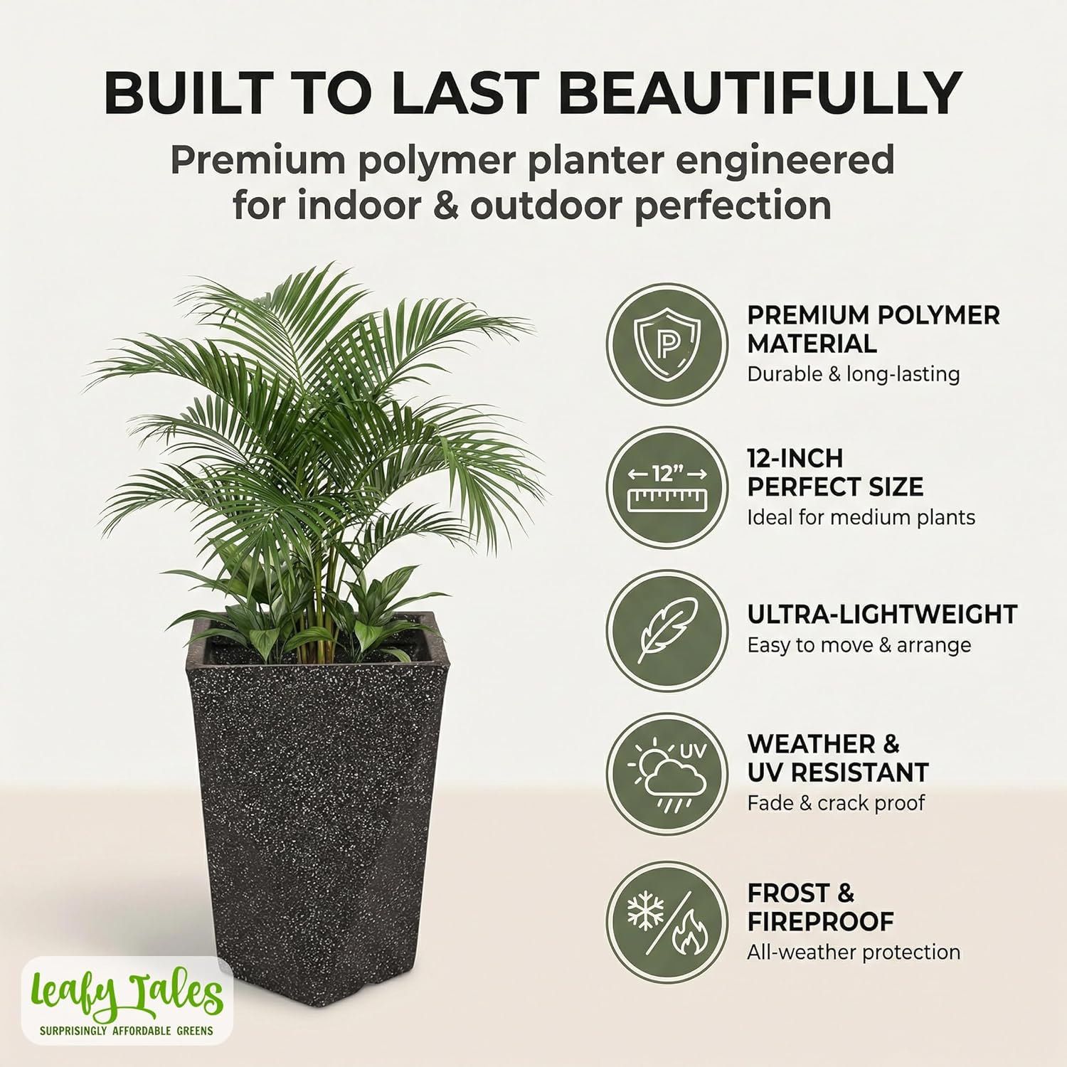 Leafy Tales Modern Diamond Tower Planter for Home Décor 12 INCH, Highly Durable,Lightweight Indoor Outdoor Planter, Flower Pot Gamla