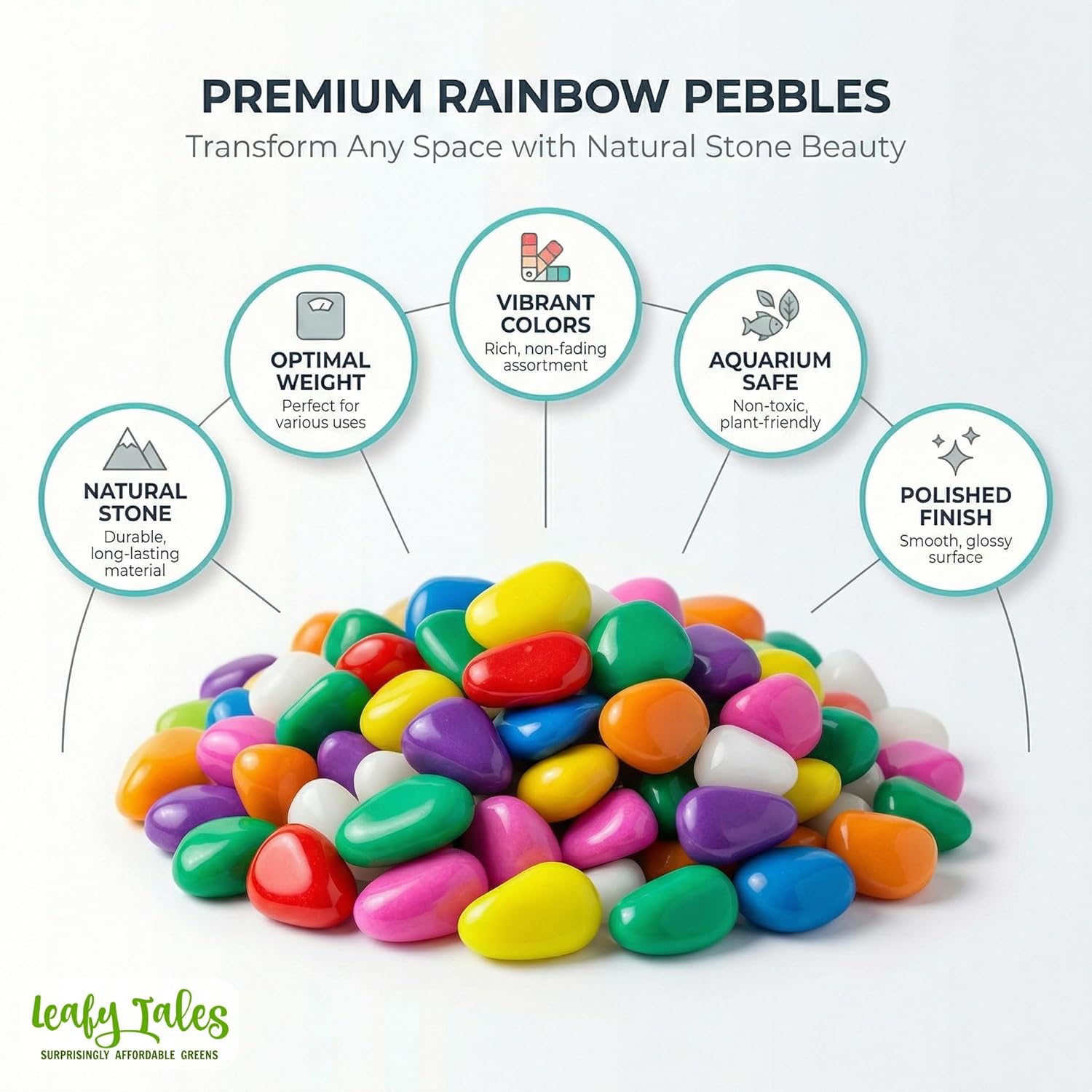 Leafy Tales Rainbow Colored Pebbles 1 kg